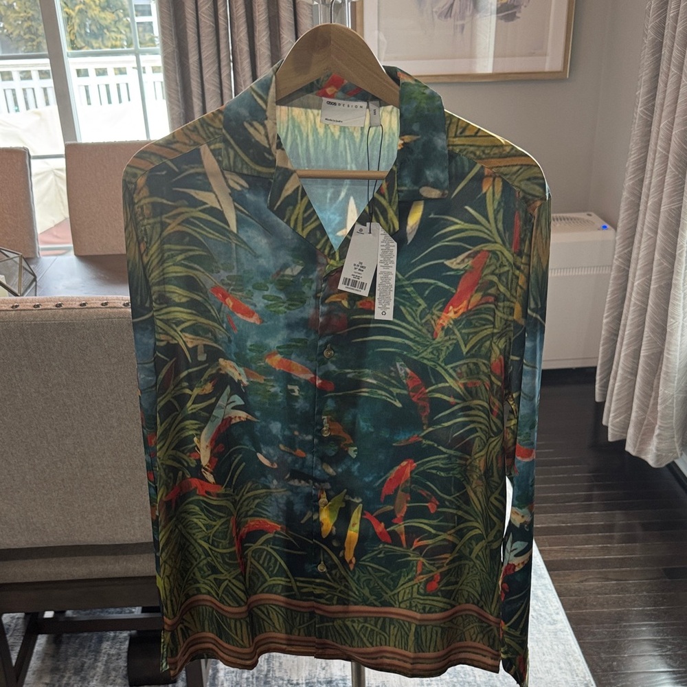 ASOS Multicolor Tropical Print Casual Button Down Shirt